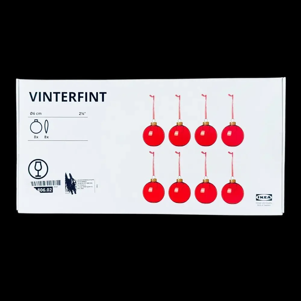 IKEA VINTERFINT Bauble Glass Tree Ornaments Red 2 1/4